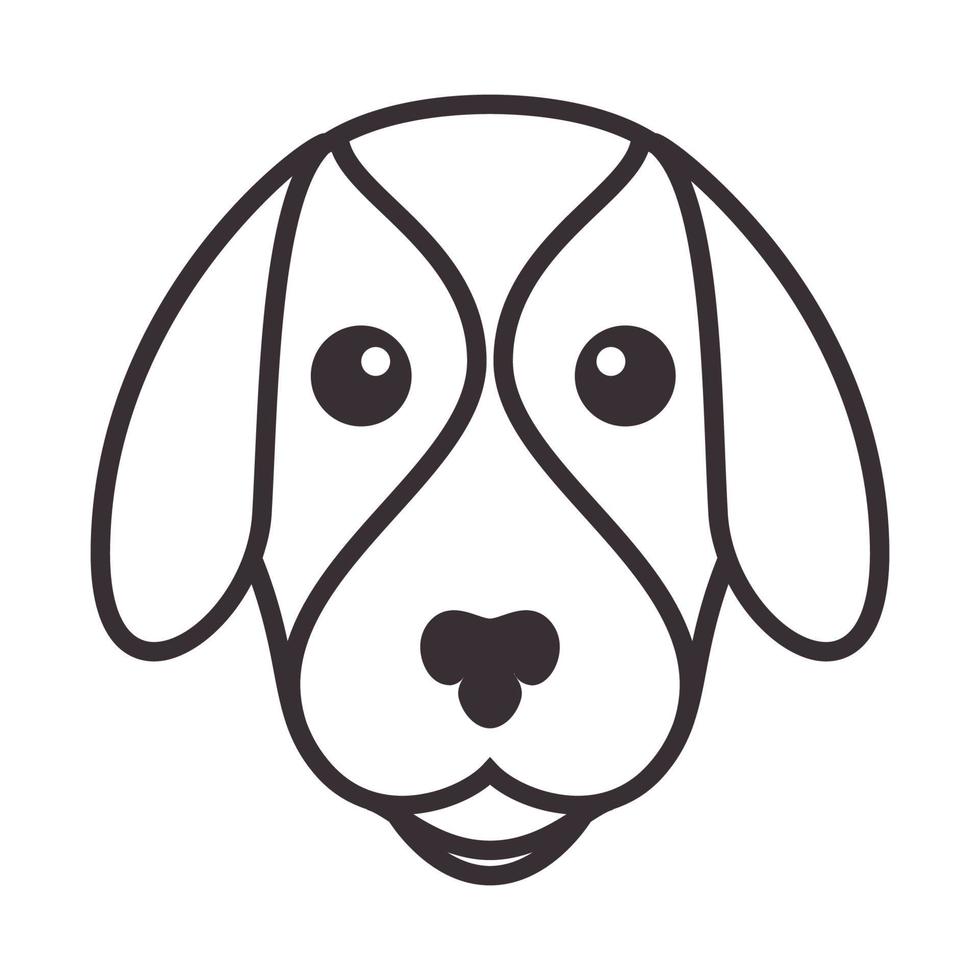 líneas dibujos animados cabeza perro lindo logotipo símbolo vector icono ilustración diseño gráfico