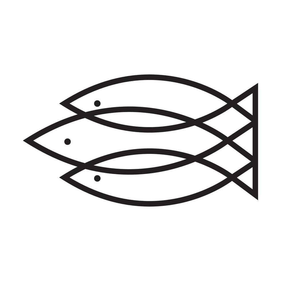 líneas arte tres peces logo símbolo vector icono ilustración diseño gráfico