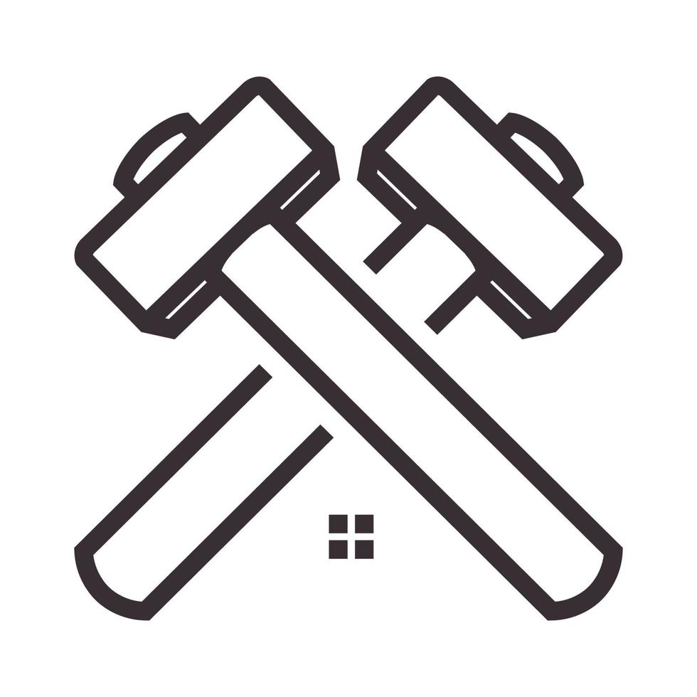 lines hammer cross with home logo symbol vector icon illustration graphic design