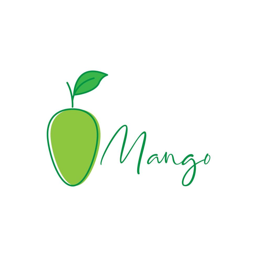 fruit fresh mango green line art colorful logo design vector graphic symbol icon illustration creative idea