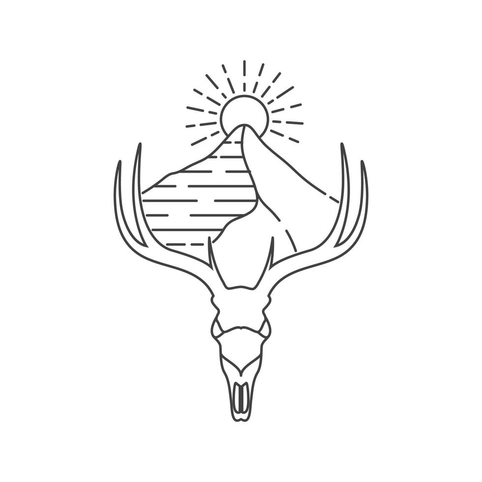 cráneo de ciervo hipster con diseño de logotipo del desierto, símbolo gráfico vectorial icono ilustración idea creativa vector