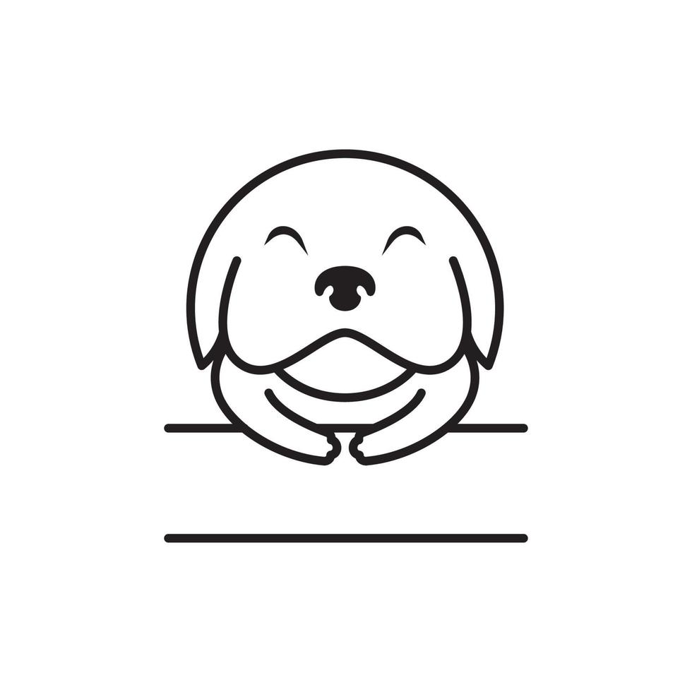 perro gordo de cara linda con diseño de logotipo de línea de banner, símbolo gráfico vectorial icono ilustración idea creativa vector