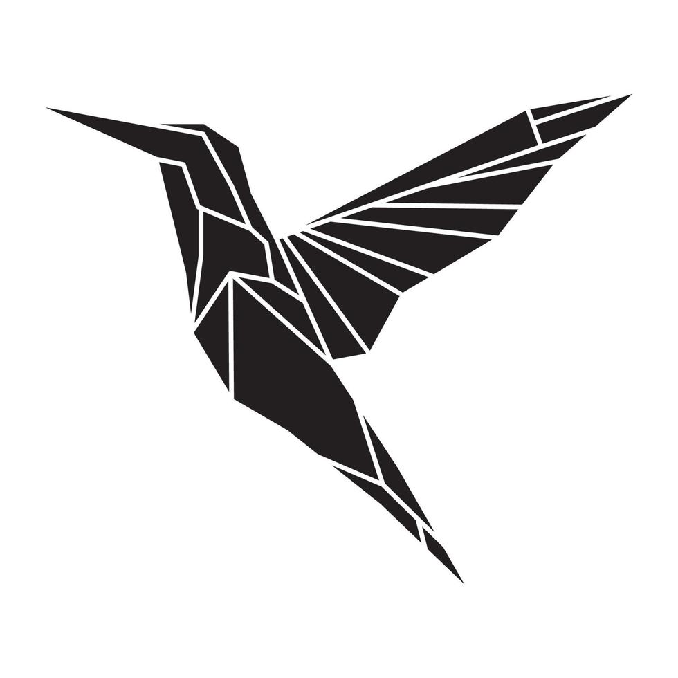 Ilustración de diseño de vector de símbolo de logotipo de colibrí volador geométrico