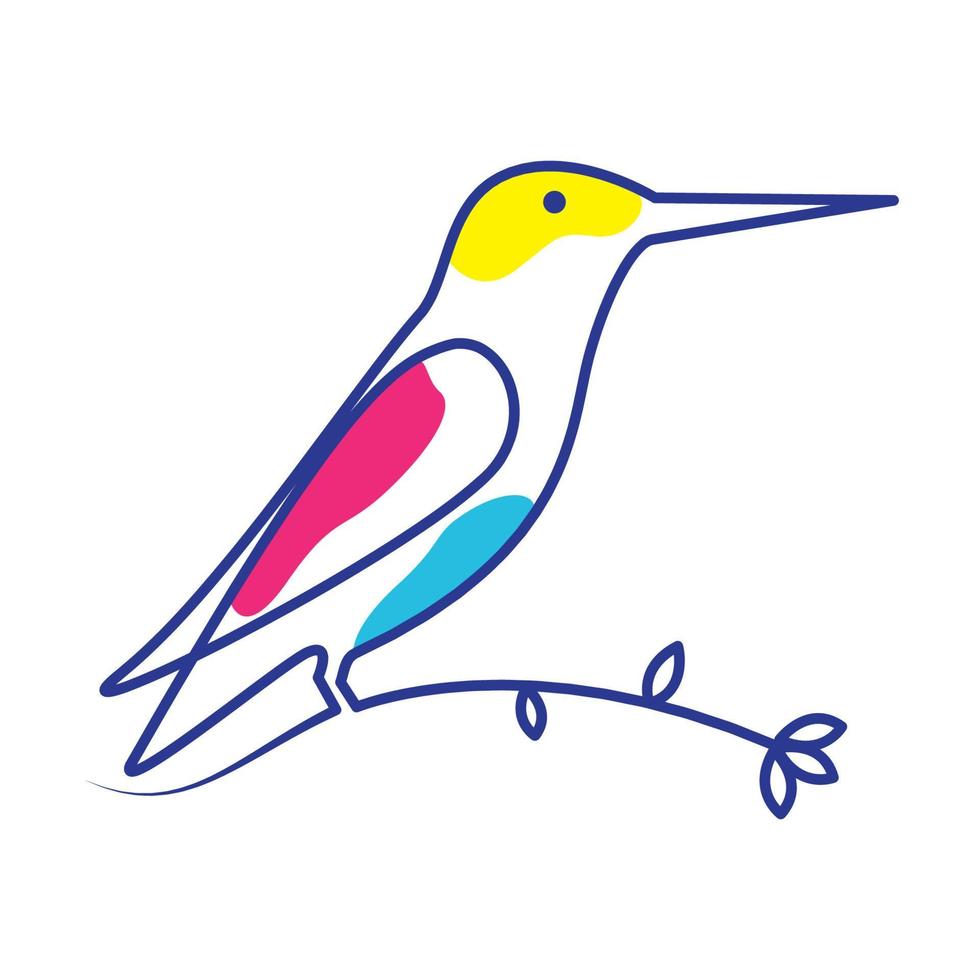 líneas arte colibri o colibrí pájaro abstracto logo diseño vector icono símbolo gráfico ilustración