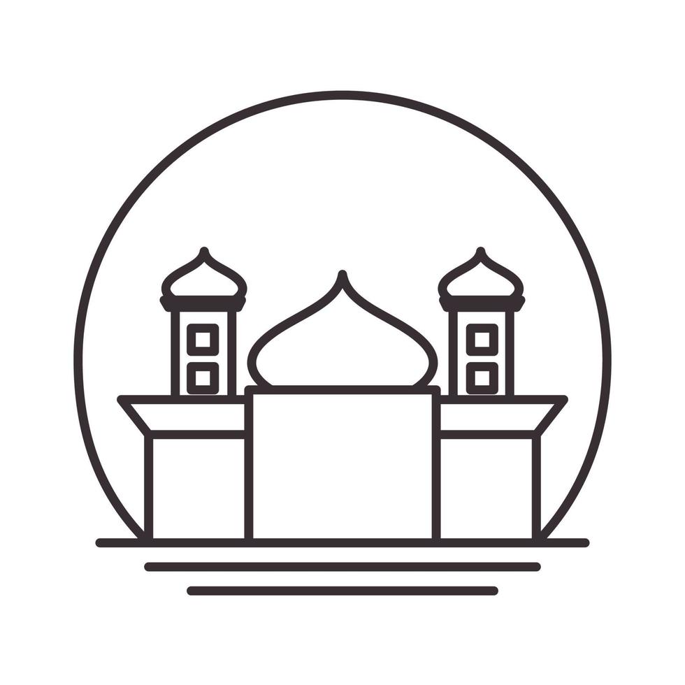 tower with dome mosque lines logo symbol vector icon illustration graphic design