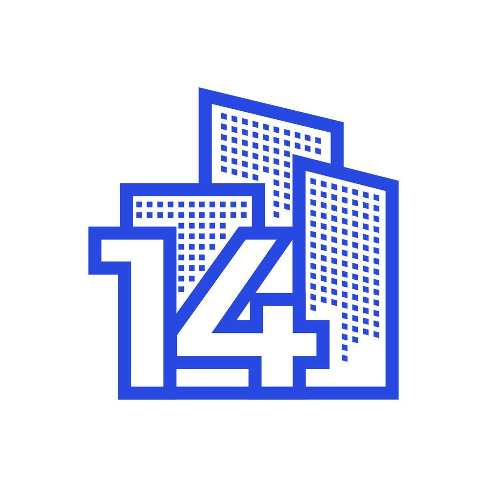 number 14 with apartment logo design vector graphic symbol icon illustration creative idea