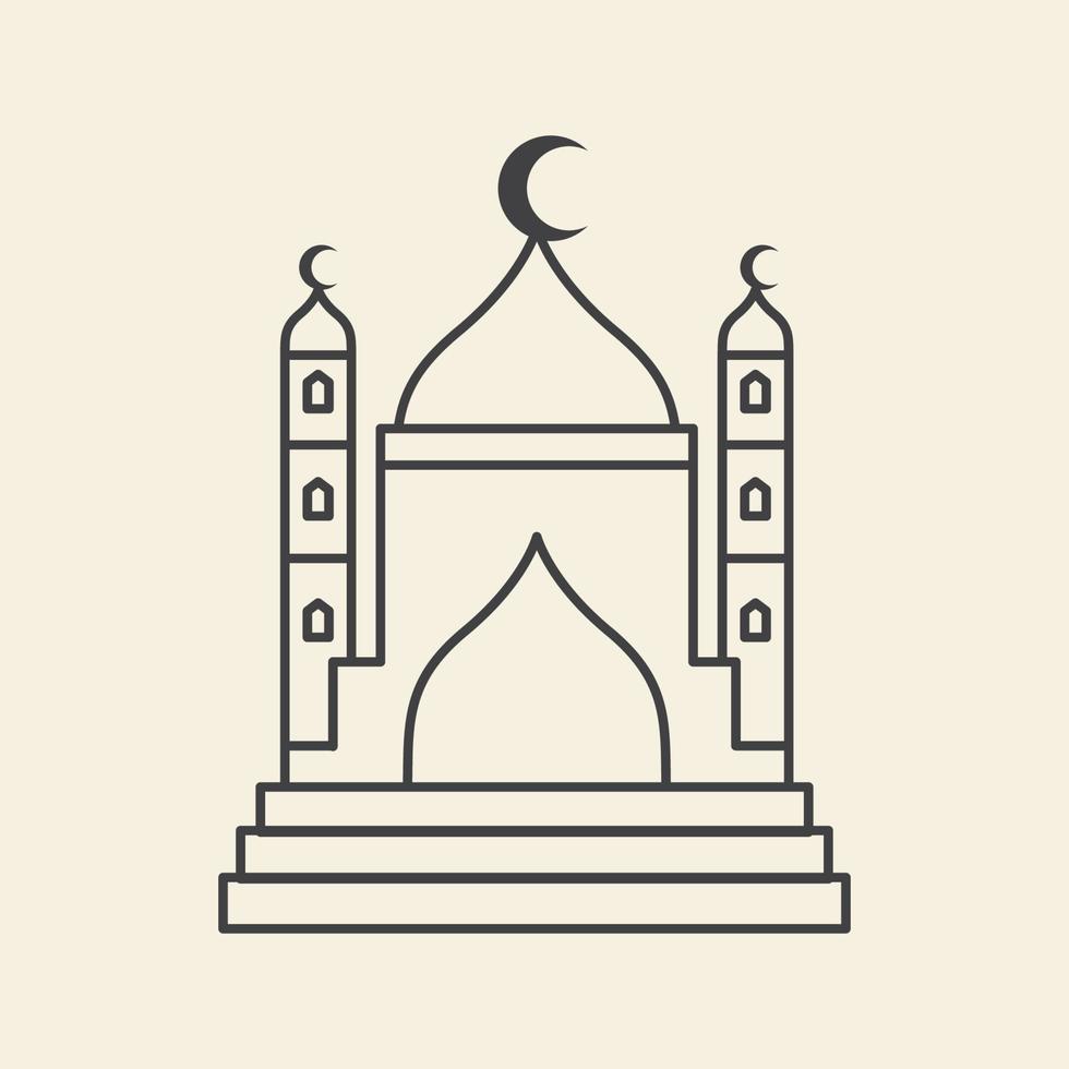 ornament simple dome mosque lines logo vector icon symbol graphic design illustration