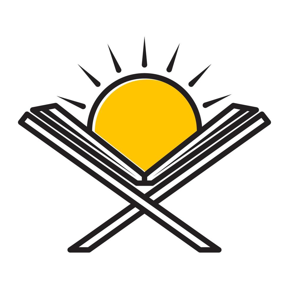 reading Quran at sunset logo symbol vector icon illustration graphic design