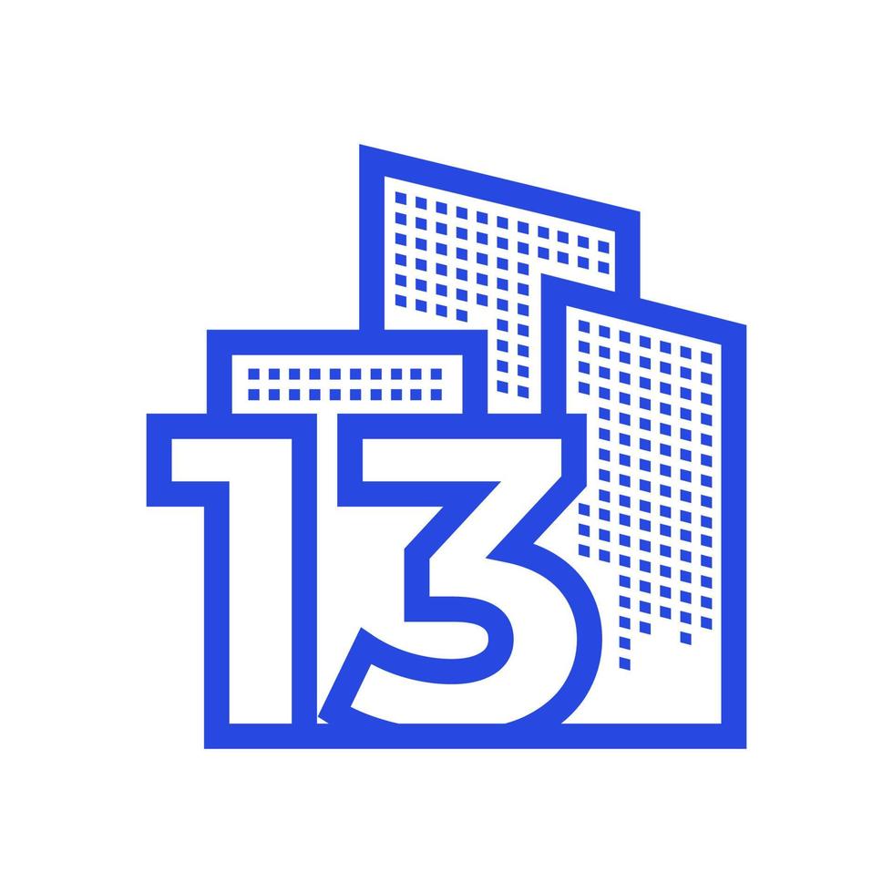number 13 with apartment logo design vector graphic symbol icon illustration creative idea