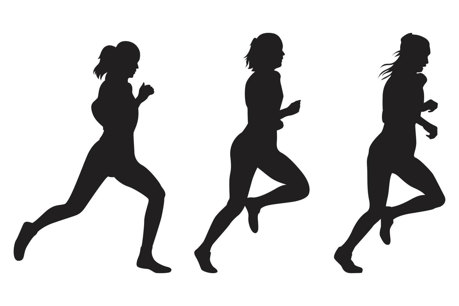 Running girl silhouette collection vector