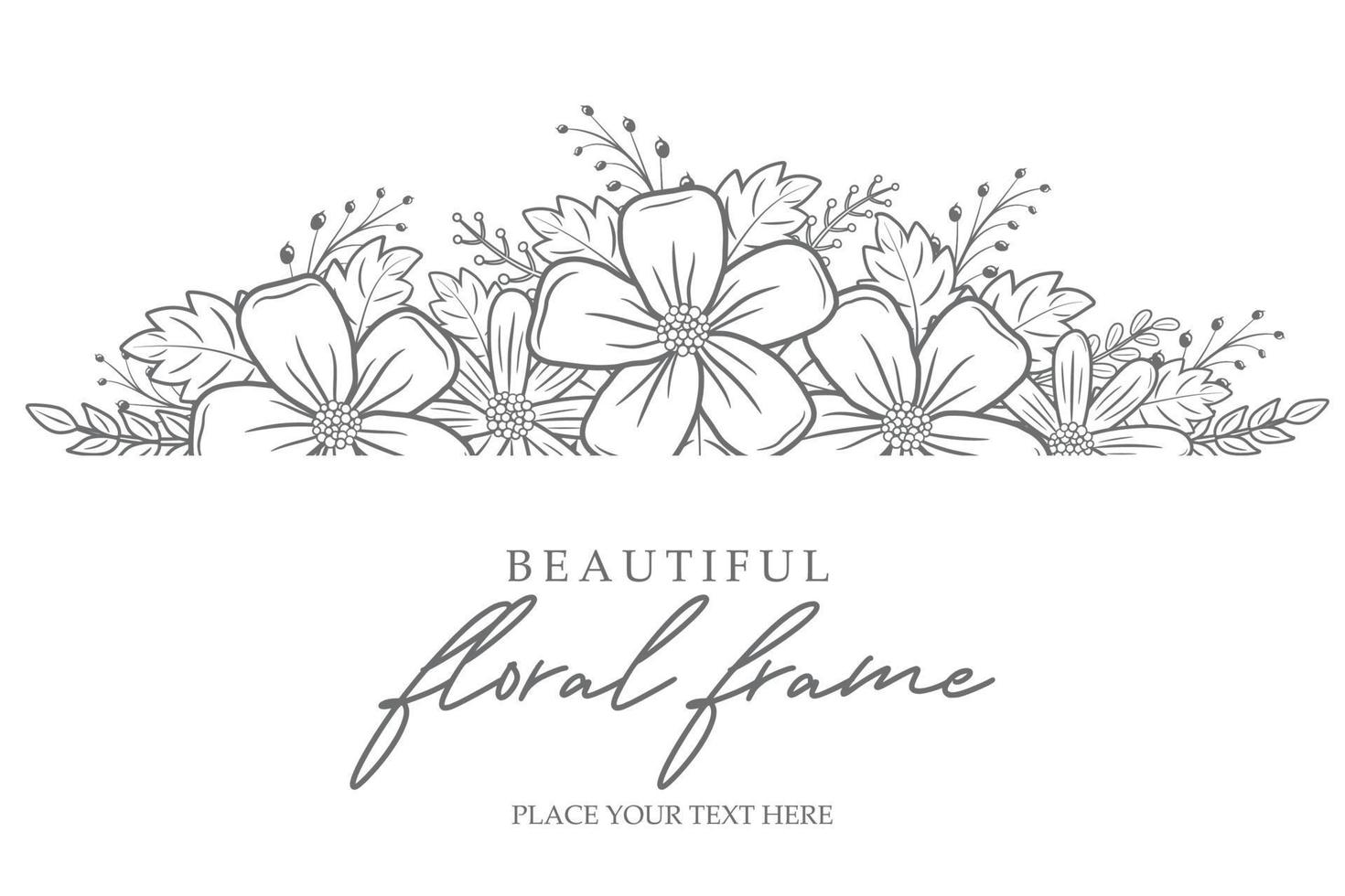 Beautiful flower frame background in outline design vector