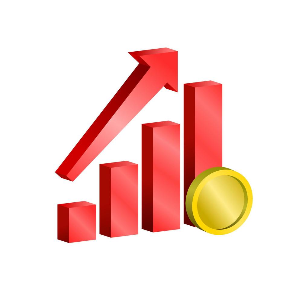 3d chart finance icon vector