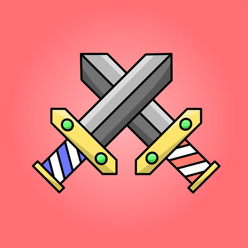 Sword fight vector with outline