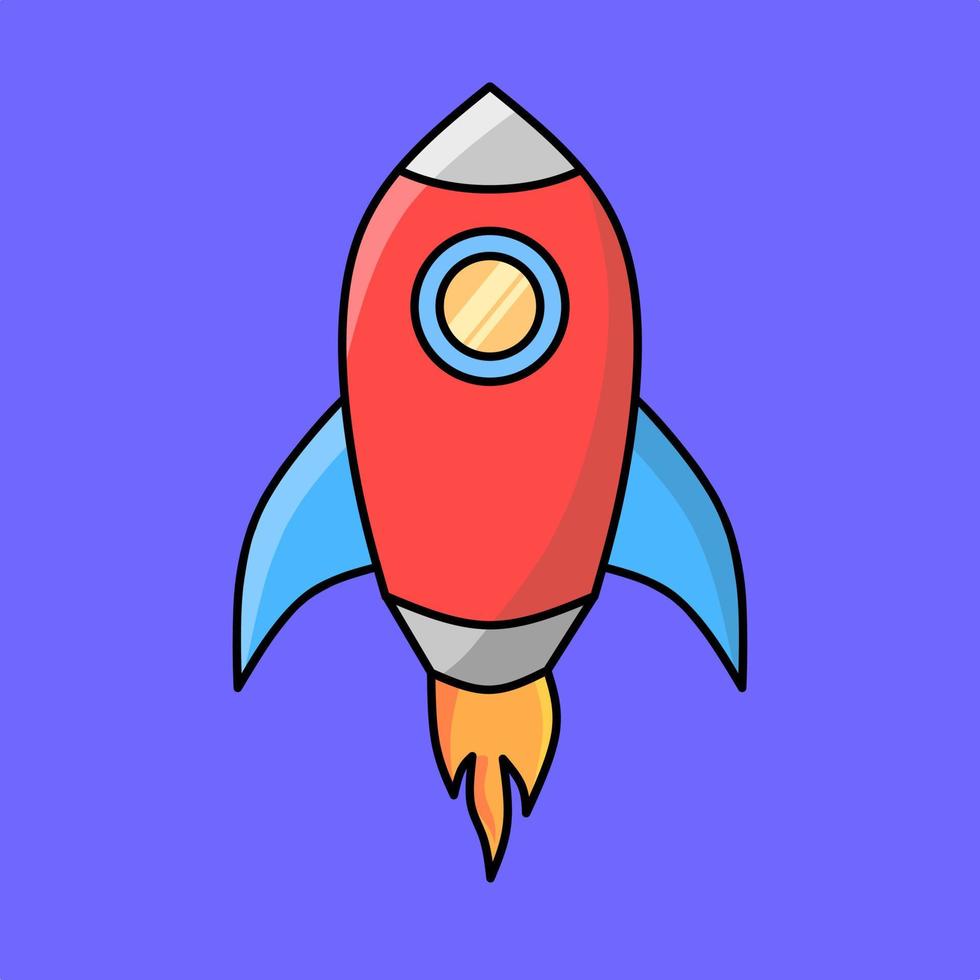 Cute rocket vector with outline