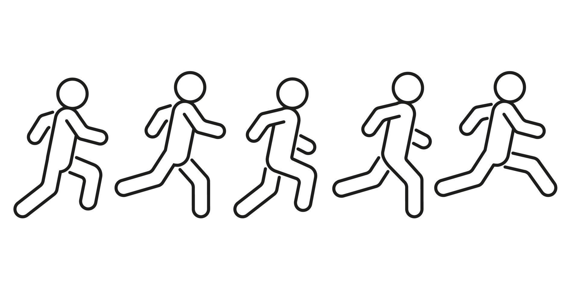 Running crowd people, hurry human, competition, line art. Rush, sports jogging. Hurry up and be on time. Vector illustration