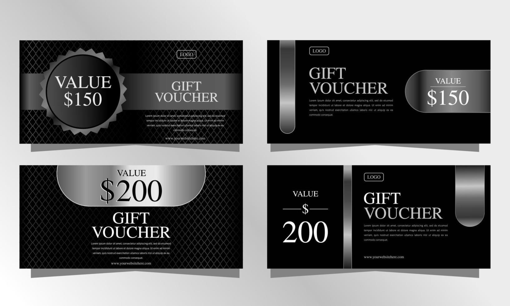 luxury black gift voucher design template vector