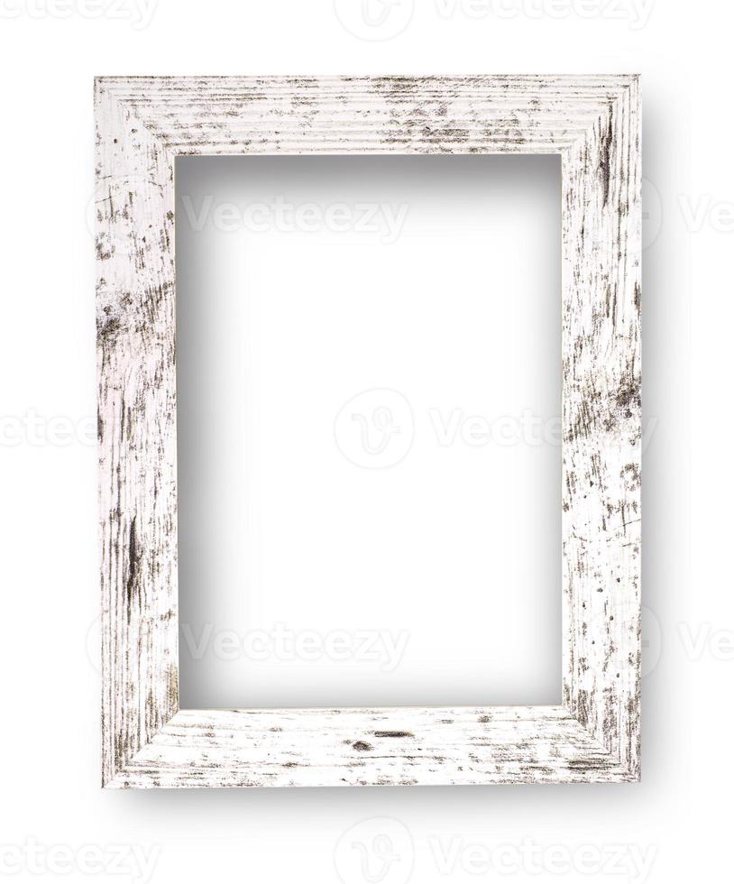 The white wooden frame isolated on white with clipping path photo