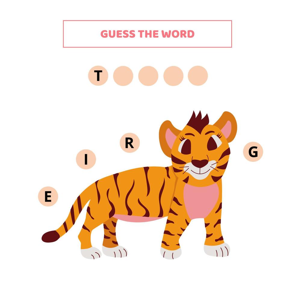 Guess the word. Educational game for kids. vector