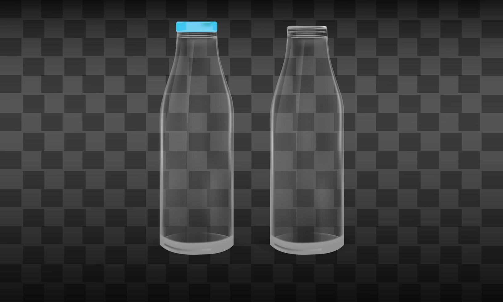 Realistic glass bottle of milk mockup vector