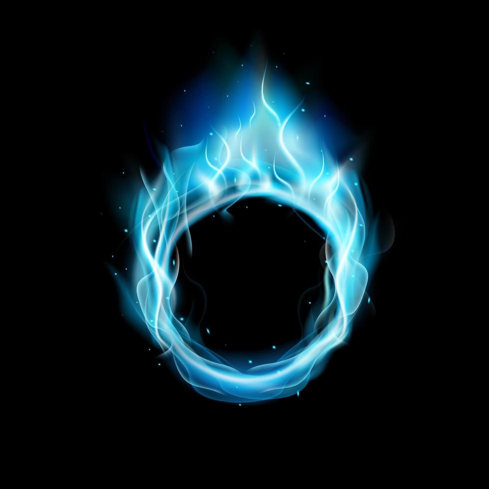 anillo de fuego azul con fondo negro. vector