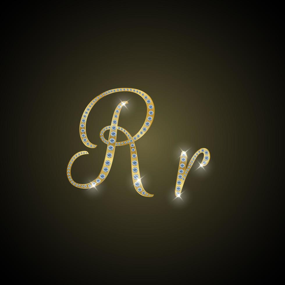 Shiny alphabet R of gold and diamond 5740121 Vector Art at Vecteezy
