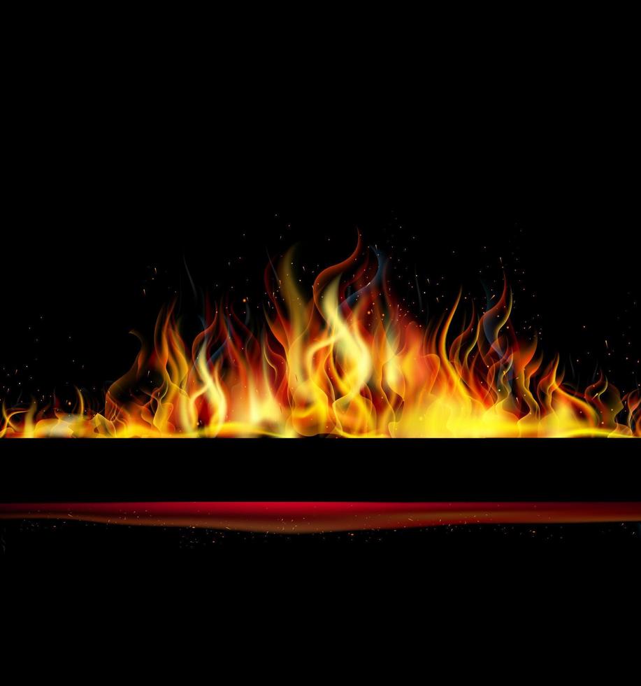 Fire flame on black background vector