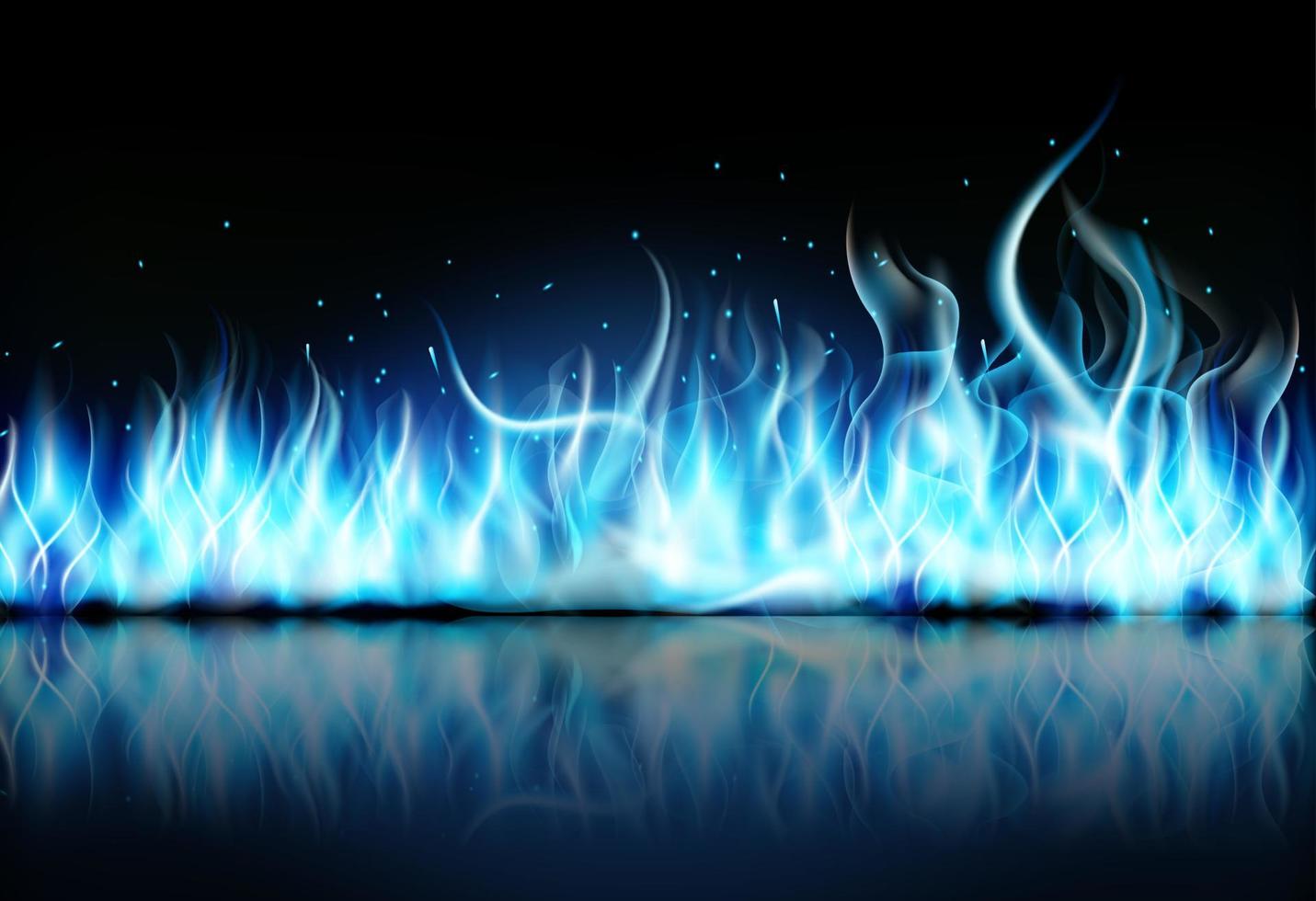 fire flame blue on black background vector