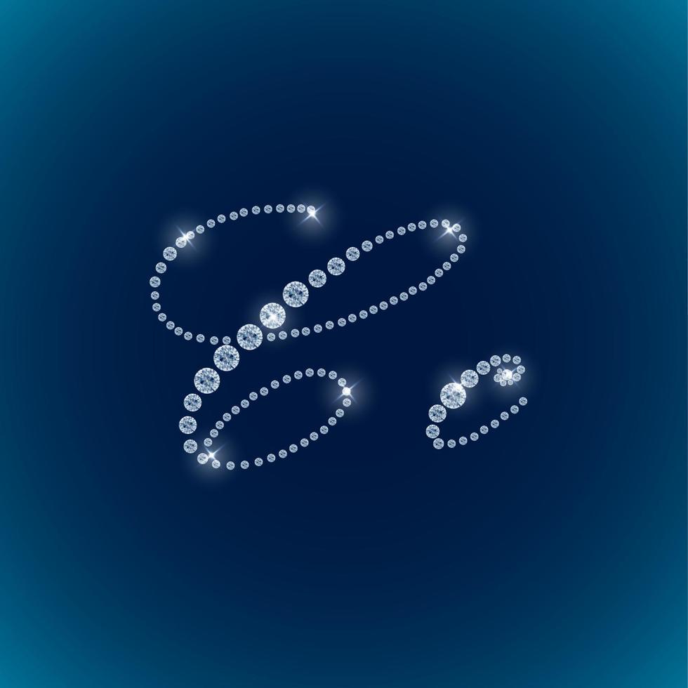 letras del alfabeto de diamantes brillantes fondo azul. vector