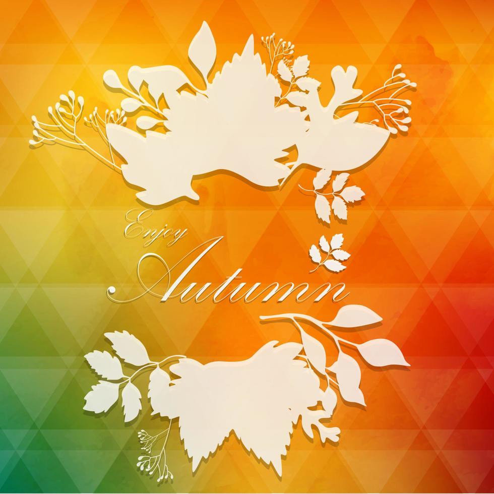 Frame from autumnal leaves on white silhouette background vector