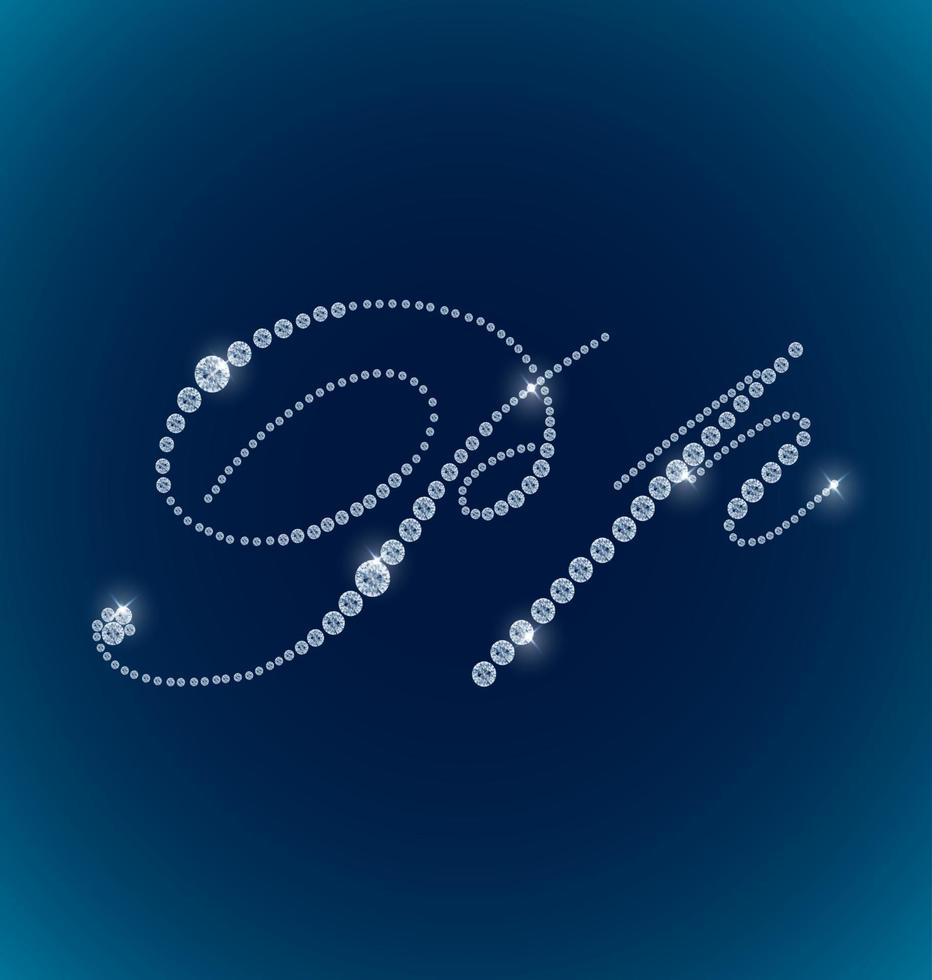Shiny diamond alphabet letters blue background vector