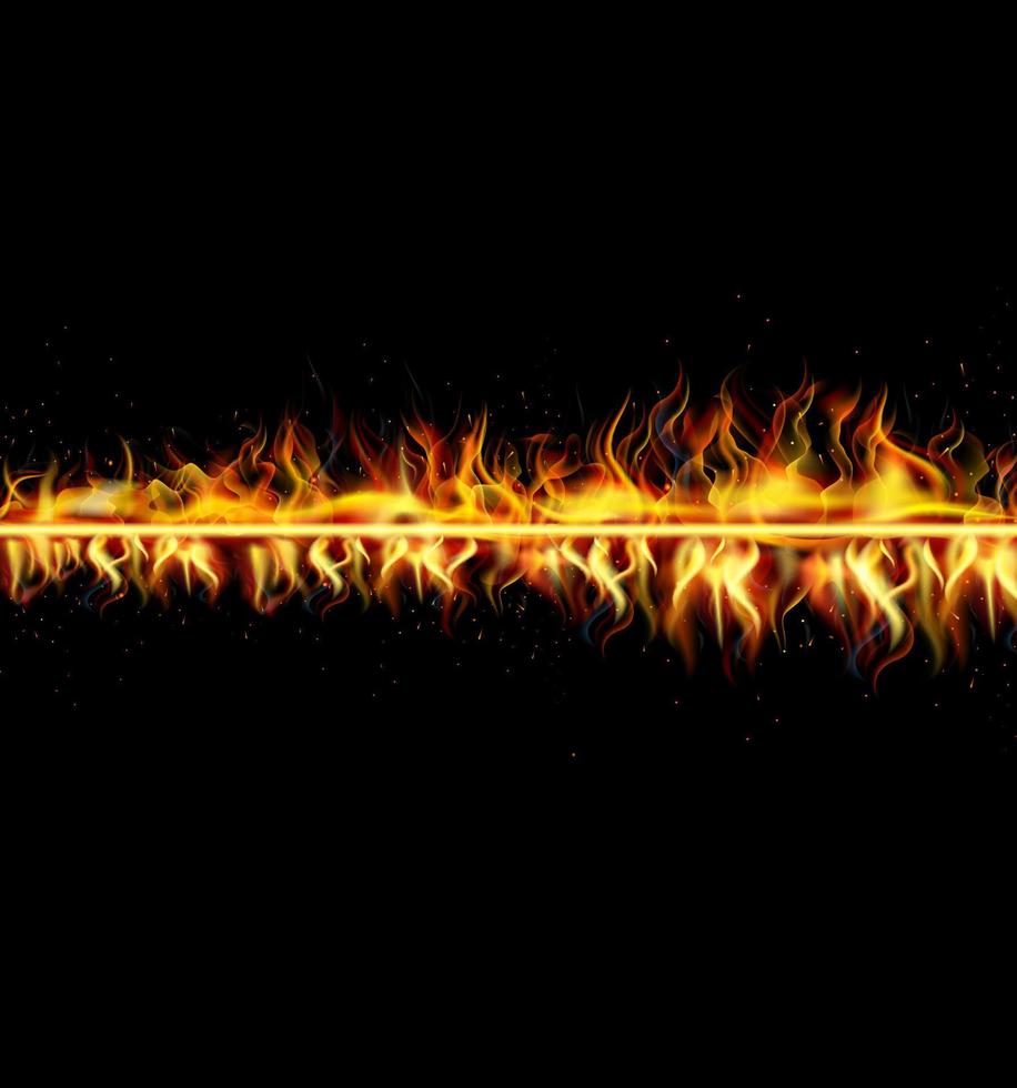 Fire flame on black background vector