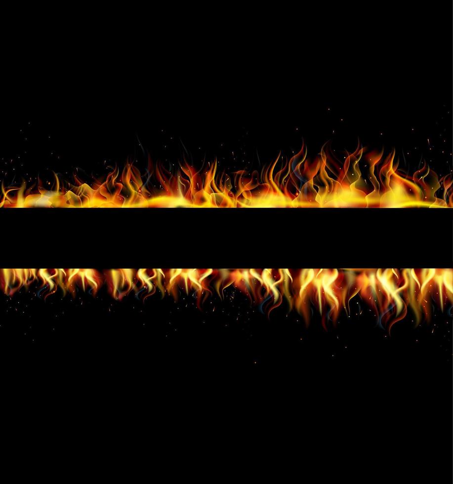 Fire flame on black background vector