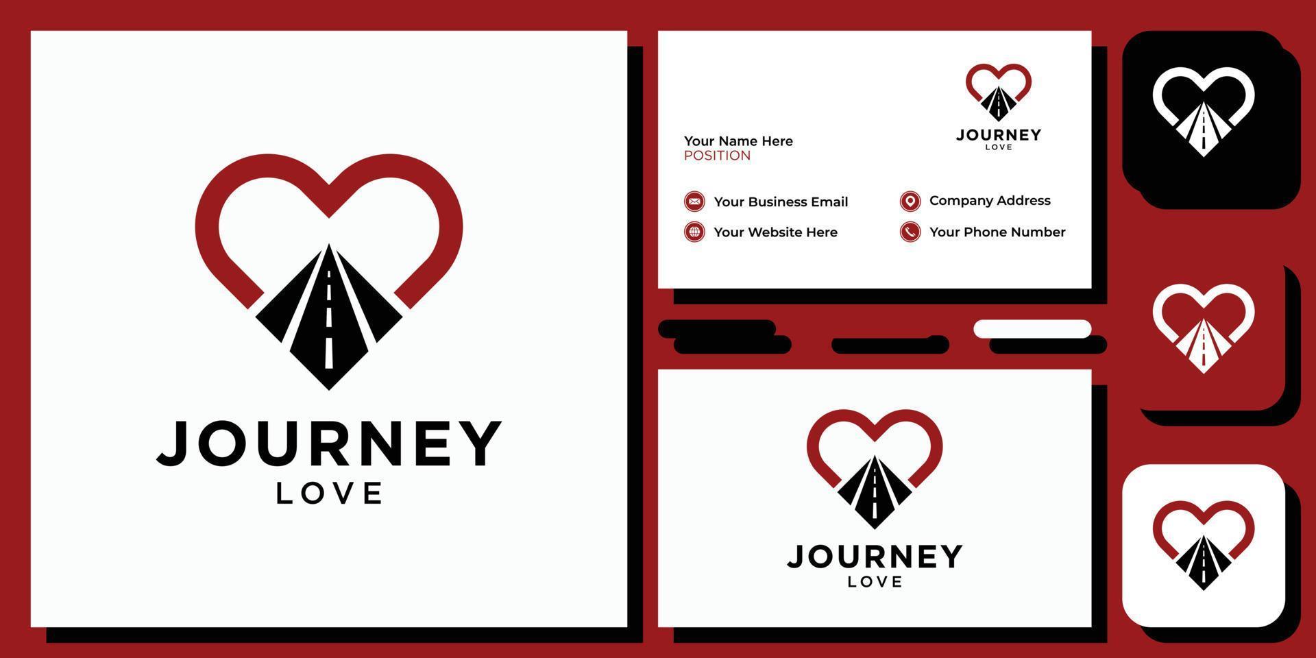 journey love dating heart highway couple with business card template vector