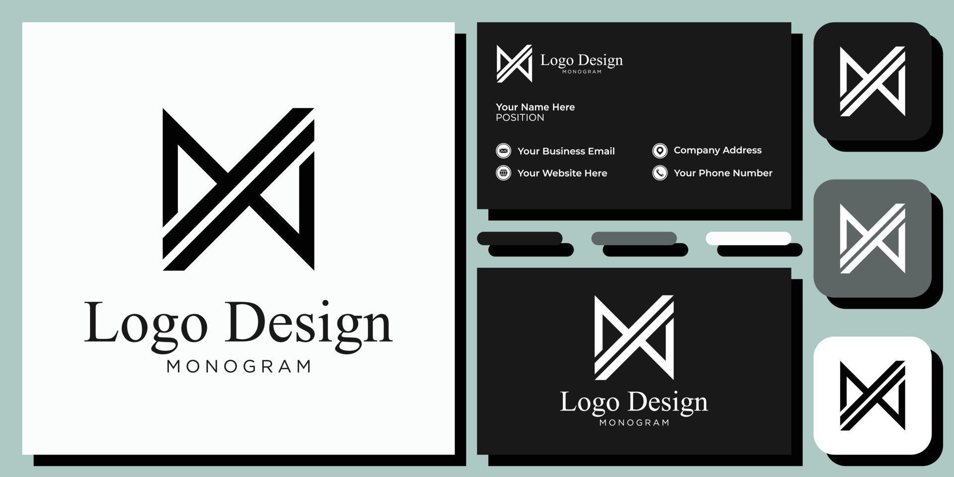 elegant modern sans serif font letter initial alphabet serif font with business card template vector