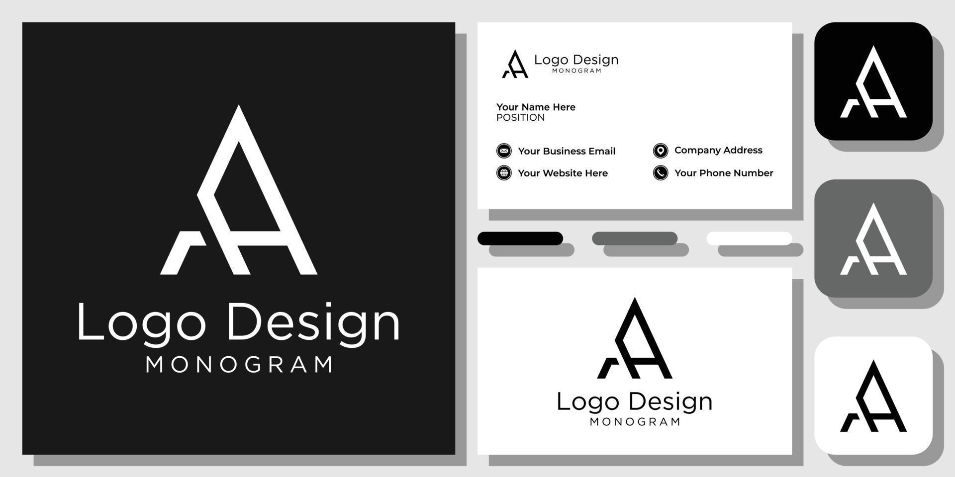 elegant modern sans serif font letter initial alphabet serif font with business card template vector