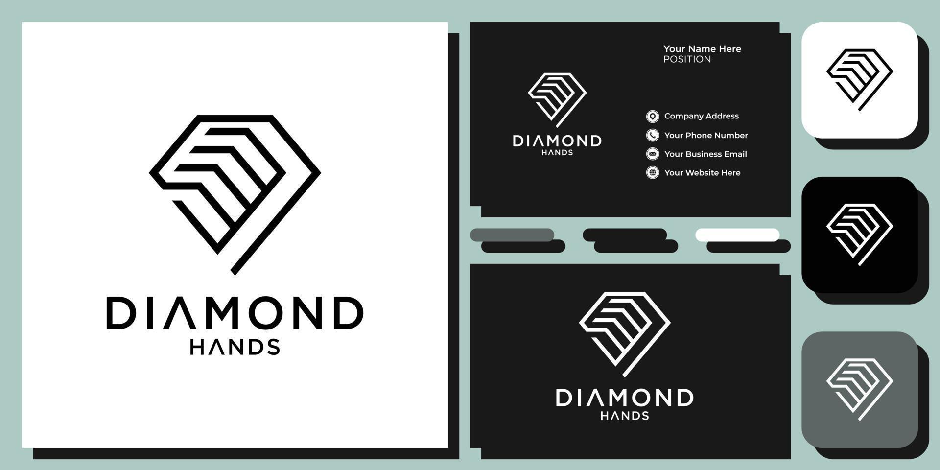 luxury diamond hands combination symbol gemstone finger shiny with business card template vector
