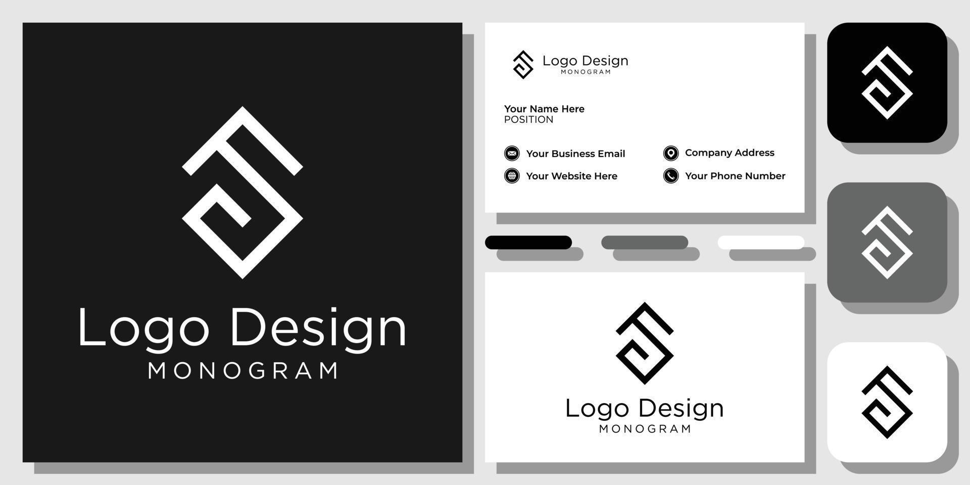 elegant modern sans serif font letter initial alphabet serif font with business card template vector