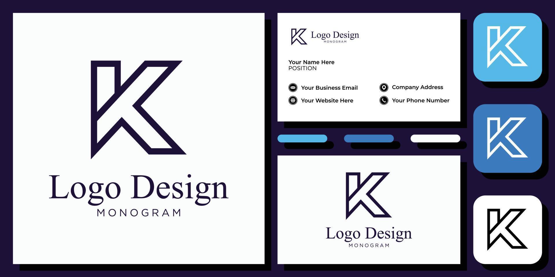 elegant modern sans serif font letter initial alphabet serif font with business card template vector