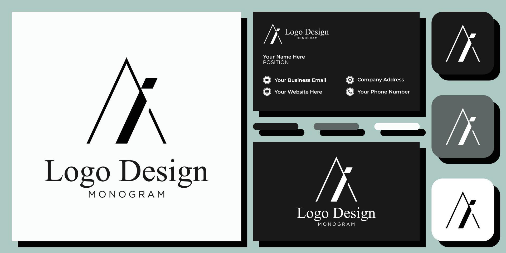 elegant modern sans serif font letter initial alphabet serif font with business card template vector