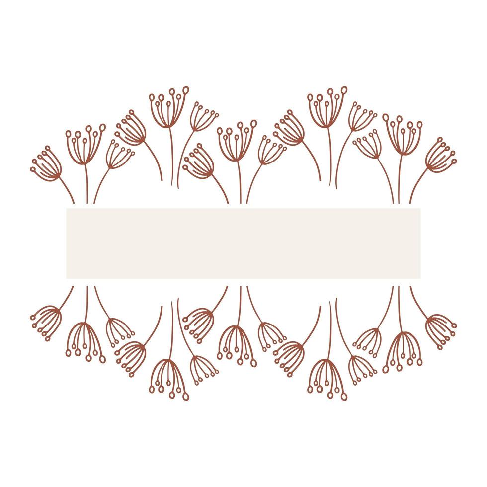 Cute floral plant leaf in hand drawn doodle cartoon style. Vector illustration background template with branch for card, text, invitation