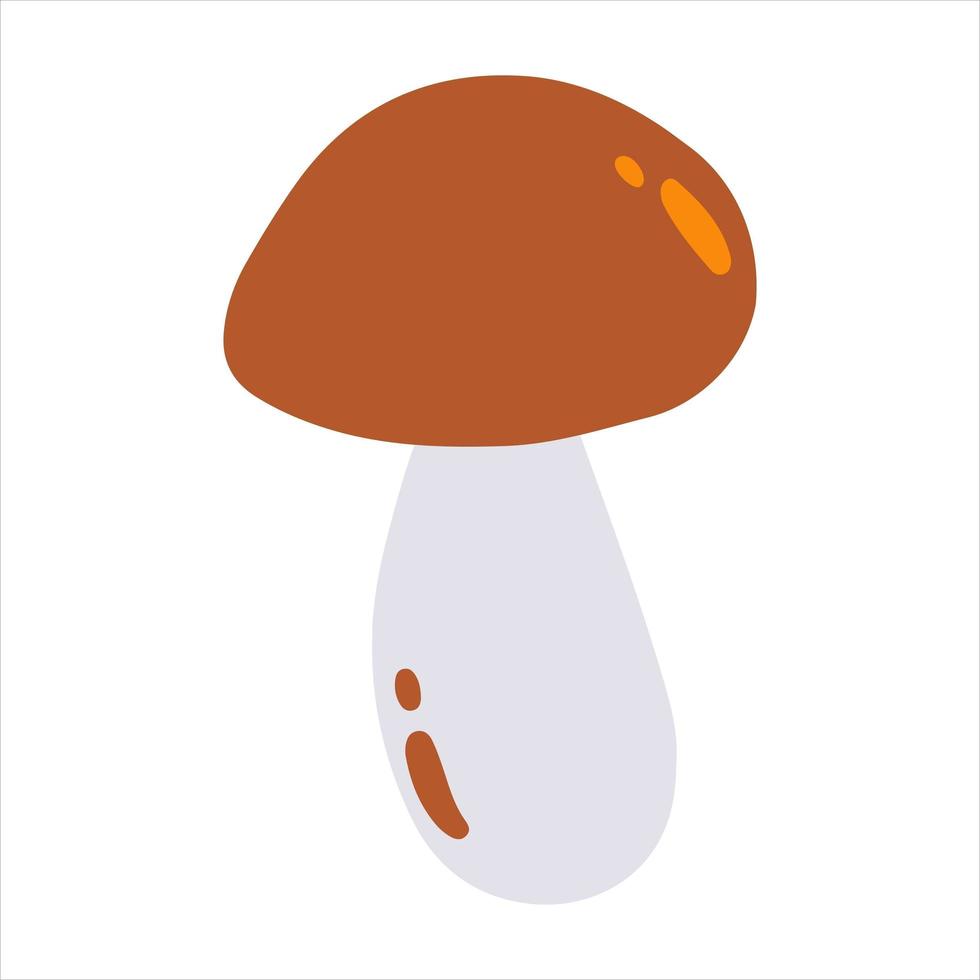 Vector Illustration of hand drawn mushroom in cartoon childish style on white background, fall elements for baby apparel, textile and product design, wallpaper, wrapping paper, card, scrapbooking