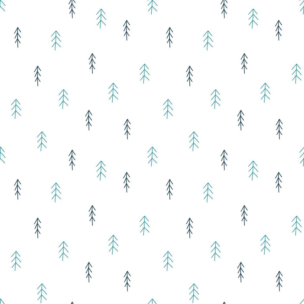 Simple seamless pattern with fir tree in hand drawn naive Scandinavian ...