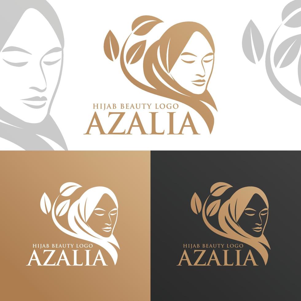 Natural hijab woman logo template vector