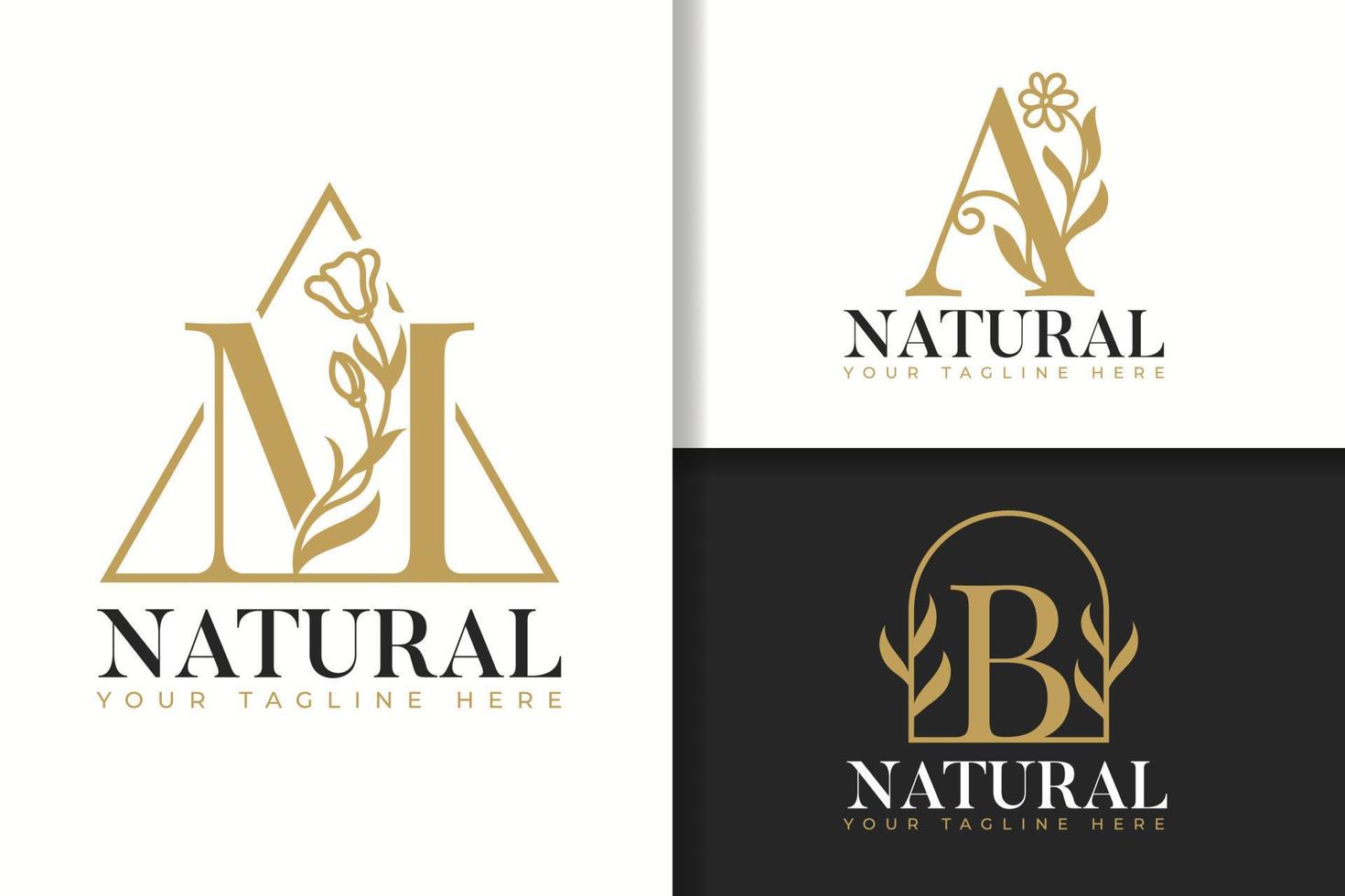 Feminine monogram natural logo letter M, A and B vector