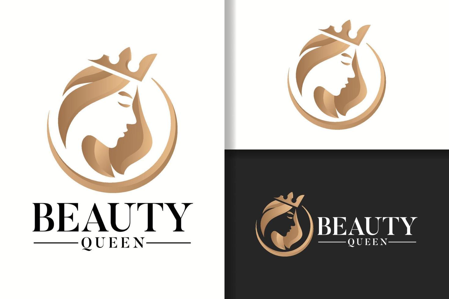 Simple and elegant golden queen woman logo template vector