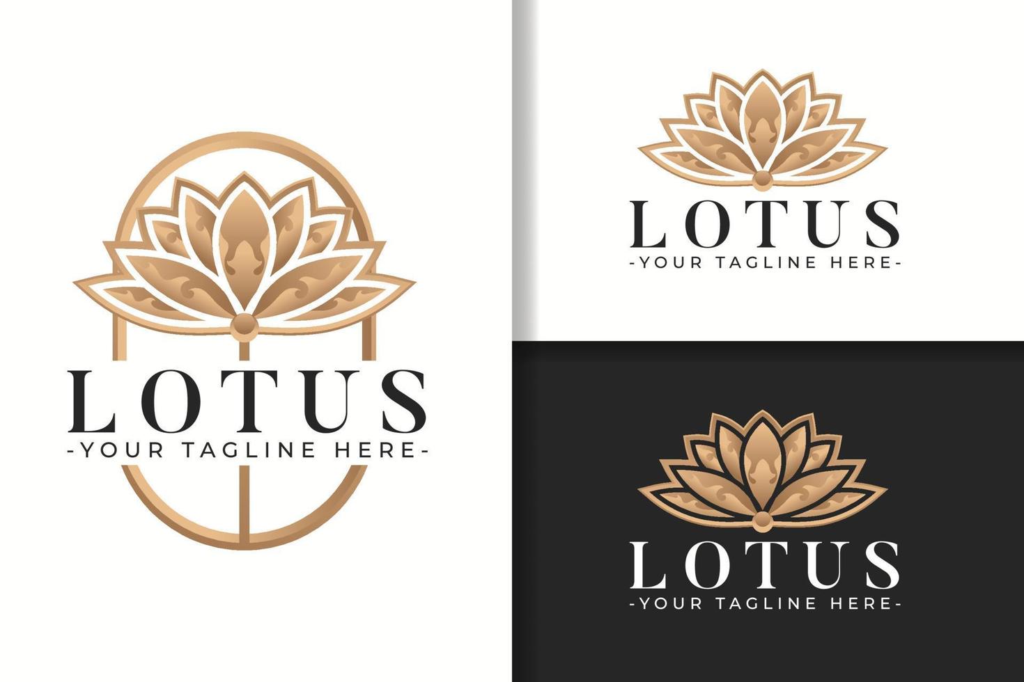 Unique golden lotus flower logo template vector