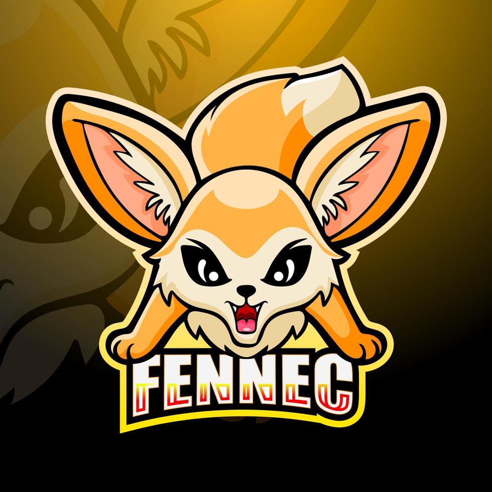 diseño del logotipo de esport de la mascota del zorro fennec vector