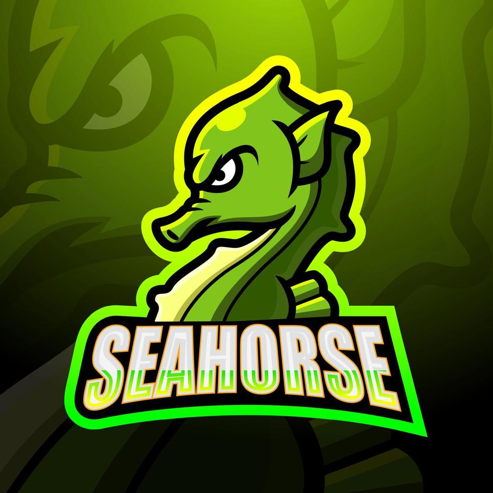 diseño de logotipo de esport de mascota de caballito de mar vector