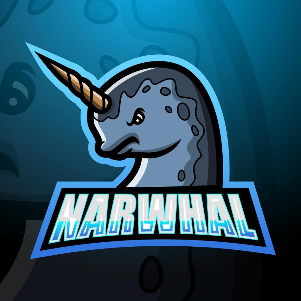 Narwhal mascot esport logo design vector