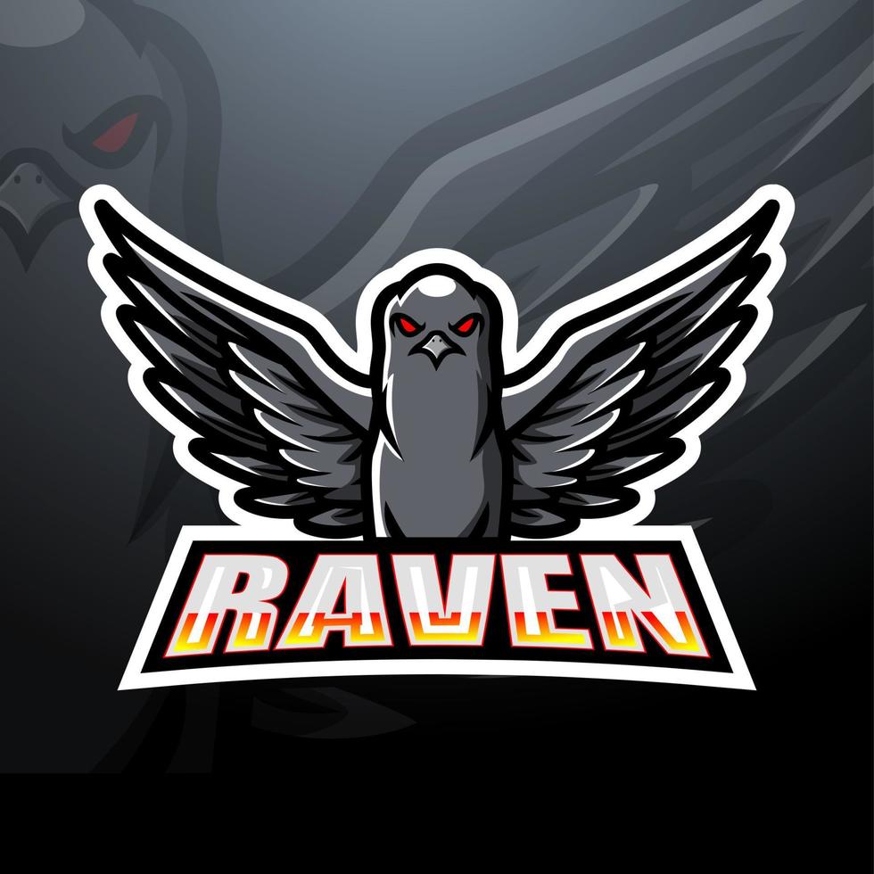 diseño de logotipo de mascota raven esport vector